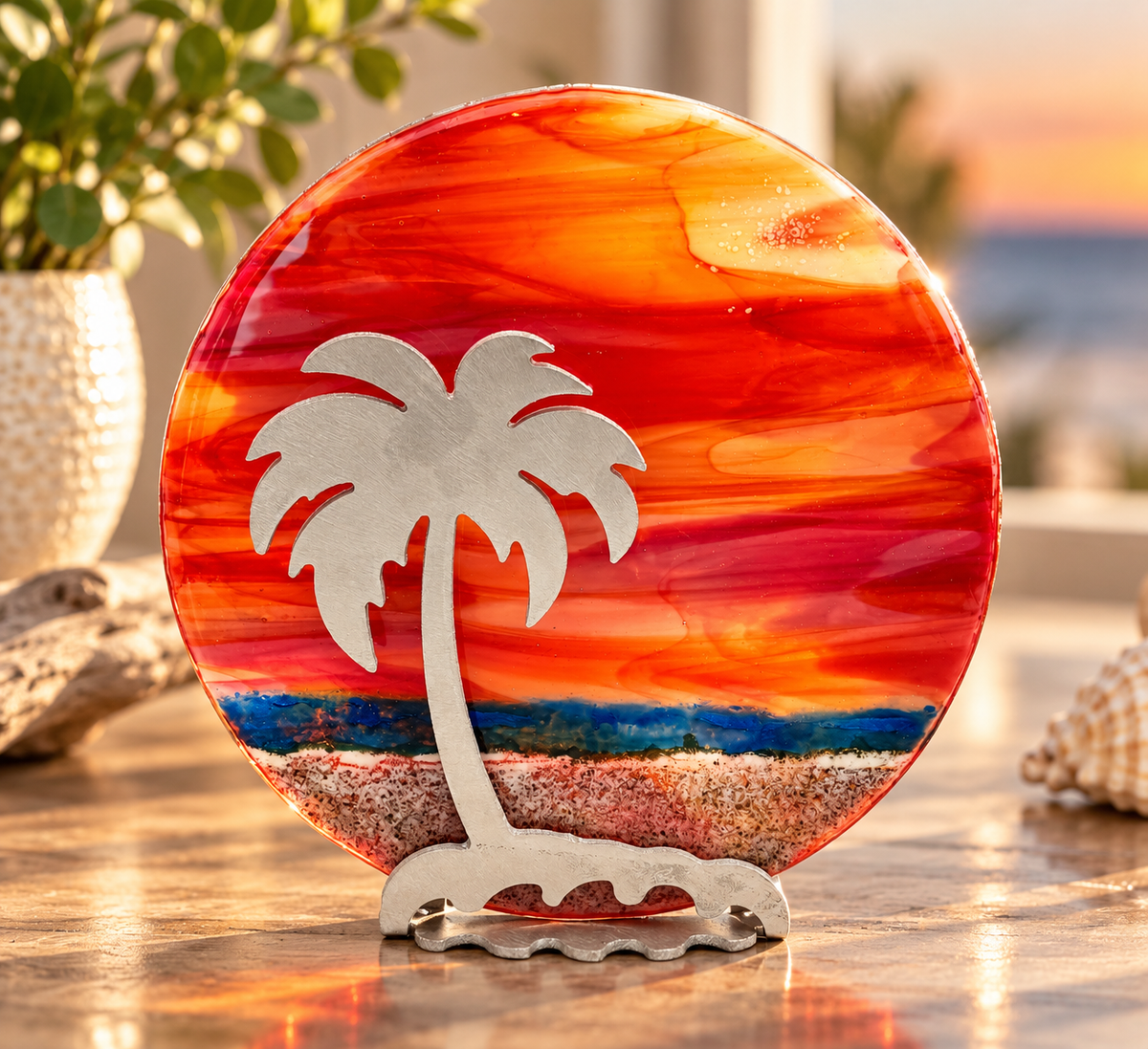 Palm Tree on Metal Stand