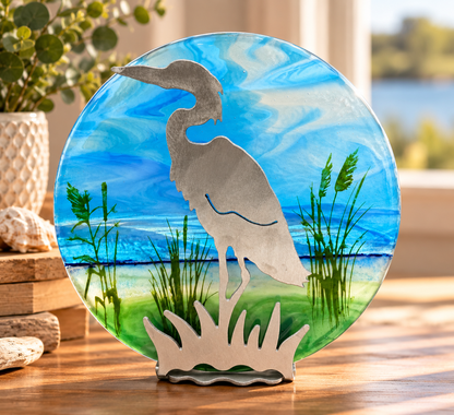 Egret on Metal Stand