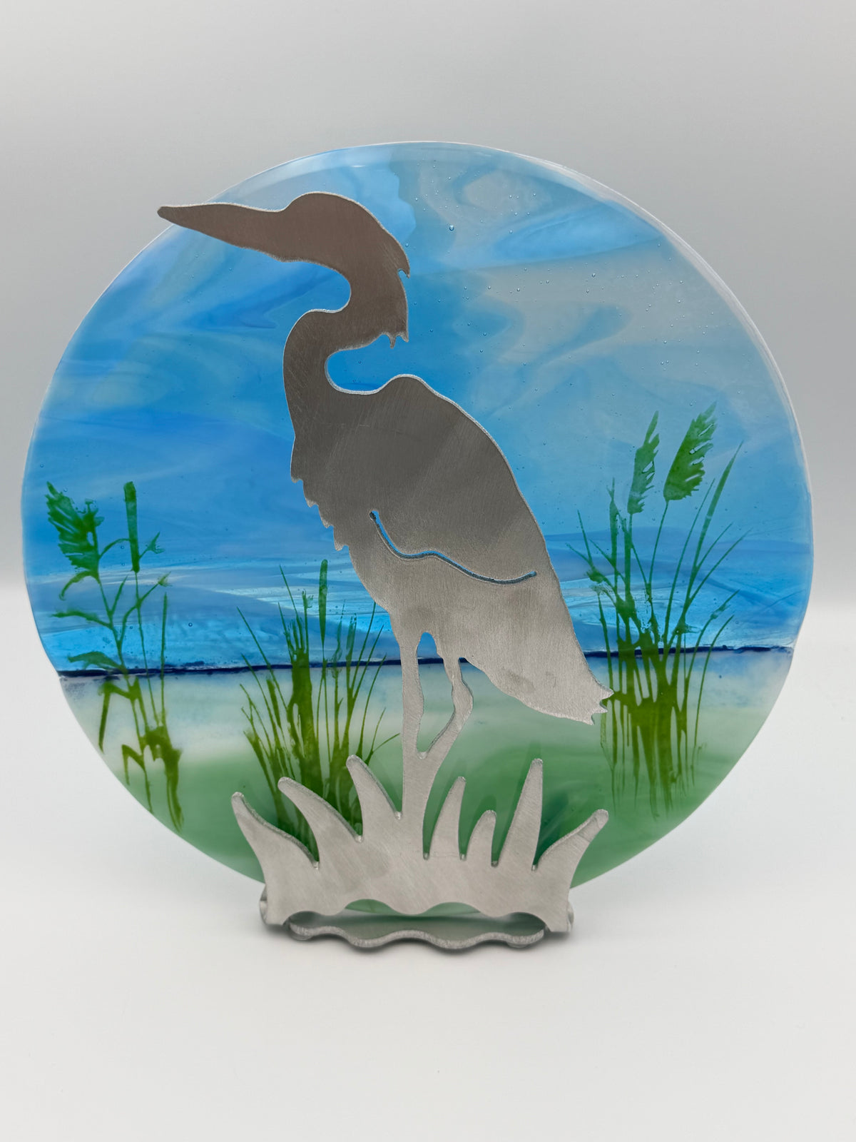 Egret on Metal Stand