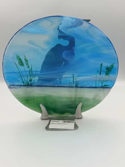Egret on Metal Stand