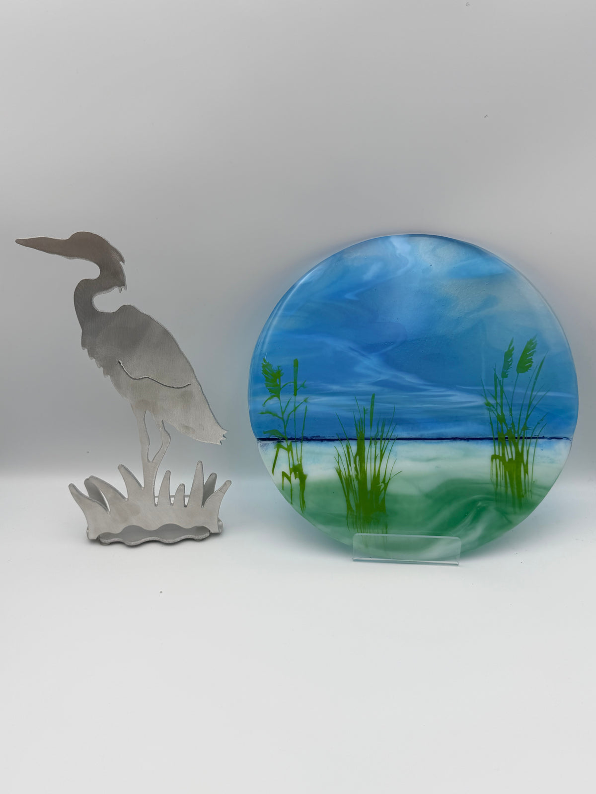 Egret on Metal Stand